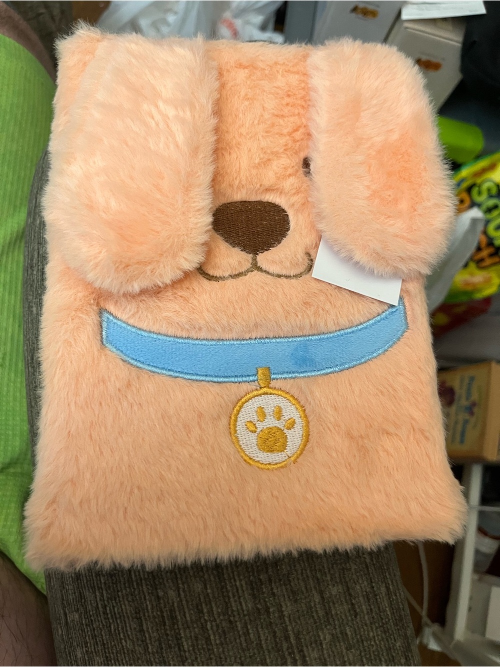 Peach Plush Dog Notebook